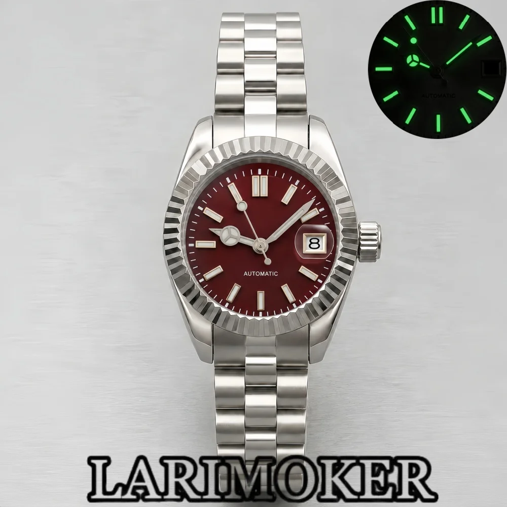 LARIMOKER 26mm 28mm NH05 Women’s Automatic Mechanical Watch Stainless Steel Dog Tooth Bezel Sapphire Glass Calendar Wristwatch
