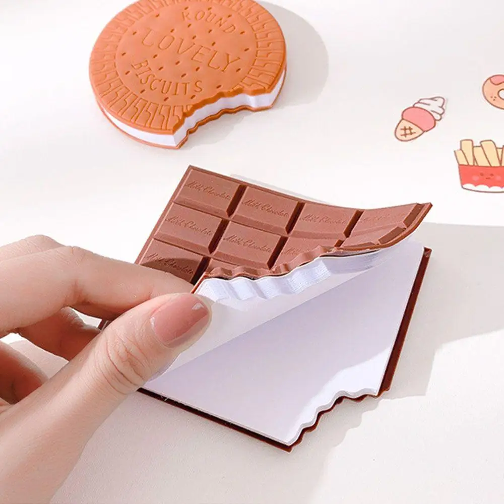 Mini Blank Writing Pads, Massagem Nota, Cartoon Notepad, Chocolate Memo Pads, Biscuit Notebooks, 80 Folhas