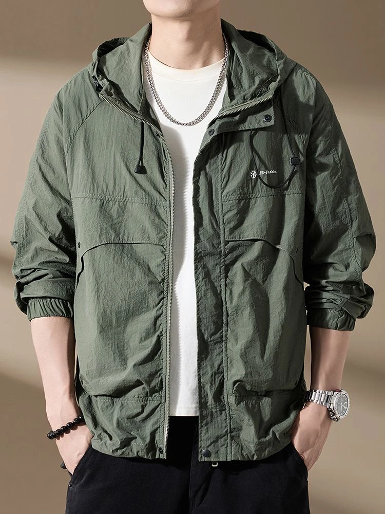 

Высококачественный мужской летний ледяной шелк, легкий уличный джет UPF50, защита от солнца, дышащий, свободный крой, украшение на молнии