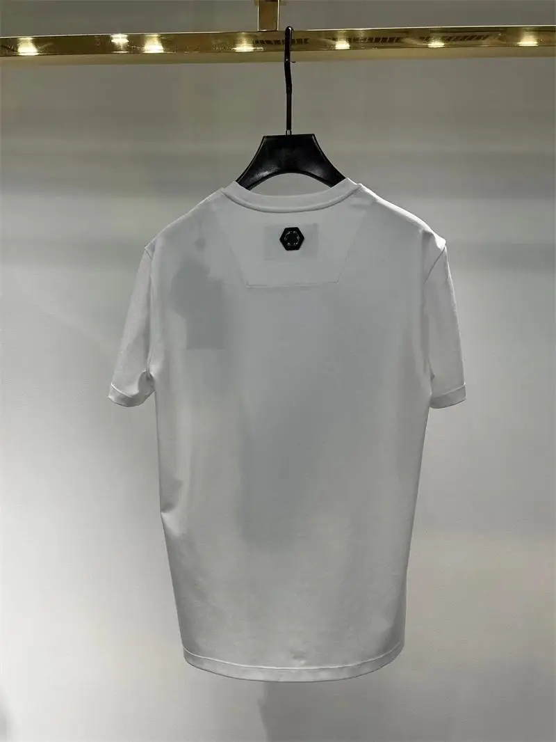 

Summer New Men's Faionable Slim Fit round Ne ort Sve T-irt High Luxury PP Skull Print Elastic Breathable Cotton Tee