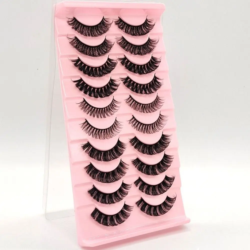 10 คู่/กล่อง Dramatic Volume Fiber ผู้หญิงความงามขนตาปลอมหนา Long Eye Lashes Fuffy Lashes Eye Extension