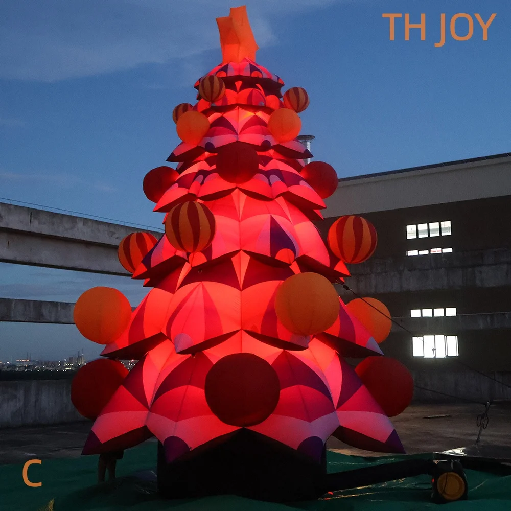 Envío aéreo rápido a puerta, decoraciones festivas, centro comercial, árbol de Navidad inflable con luz LED, globo gigante de árbol X mas