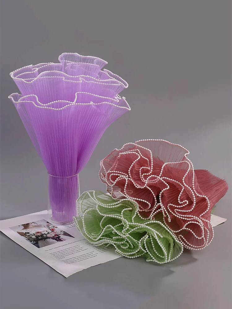 Papier d'emballage de fleurs en maille de dentelle, fil ondulé, emballage de bouquet de fleuriste, fournitures d'emballage cadeau, 28cm x 1m