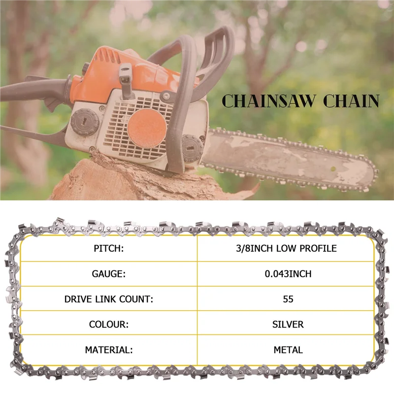 

Exquisite-2Pcs 16 Inch Chainsaw Chain 3/8 LP 55 Drive Chain For Stihl MS170 MS180 61PMM355, For Oregon 90PX055 90PX R55 Chain