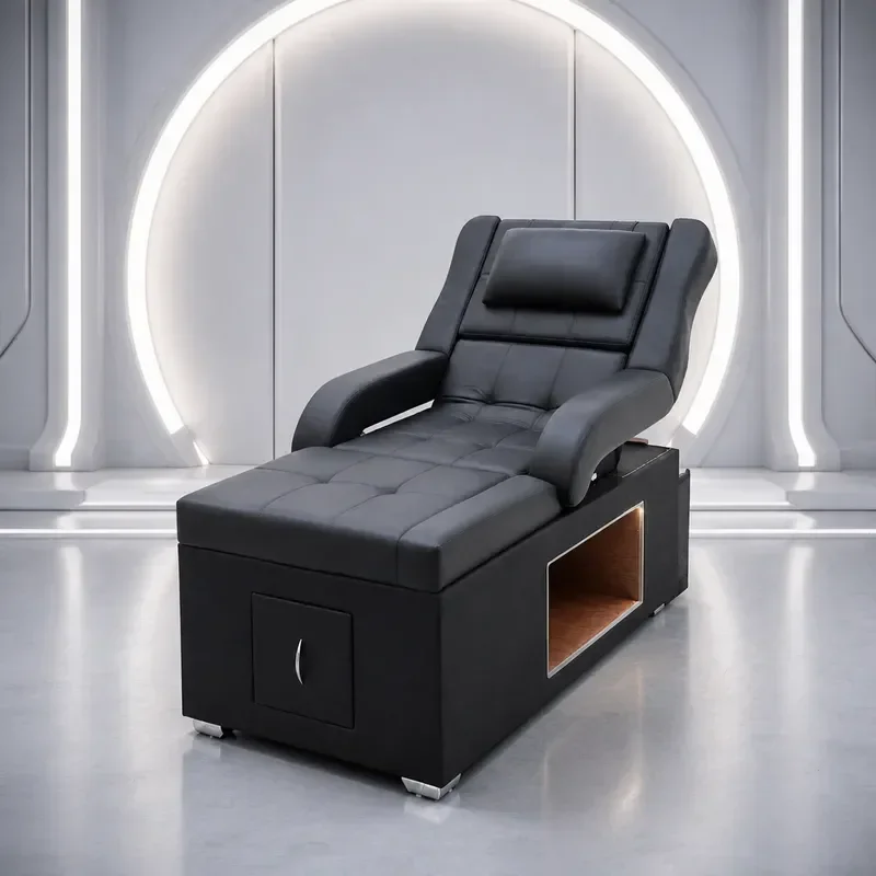 Electric Lifting Hair Treatment Shampoo Bed with Integrated Water Circulation Massage and Fumigation Foot Bath for Beauty