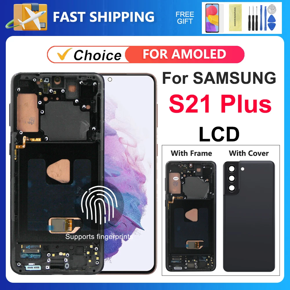 S21 Plus Screen Replacement AMOLED For Samsung S21+ 5G LCD Display G996B G996U G996W Touch Digitizer With Frame