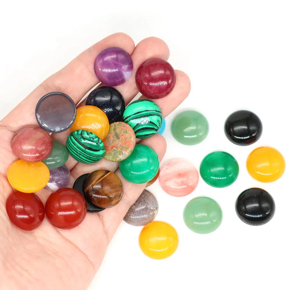 5pcs/Lot Natural Stone Cabochon Beads 6 8 10 12 14 16 18 20 25mm Flat Back Cab Cameo Gemstones Bead DIY Jewelry Ring Necklace