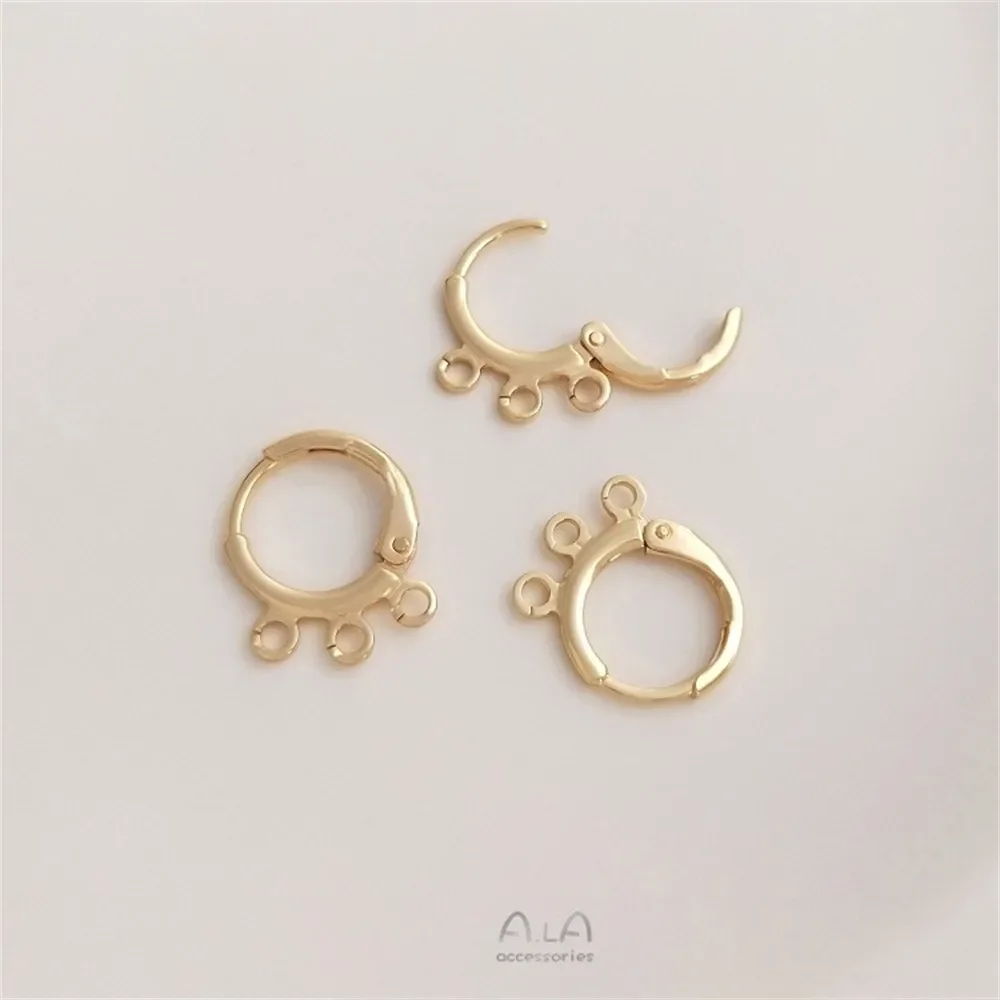 

14K Gold-plated Round Ear Clip with Lug Ring European Ear Buckle Diy Multi-lug Earrings Accessories Materials E164