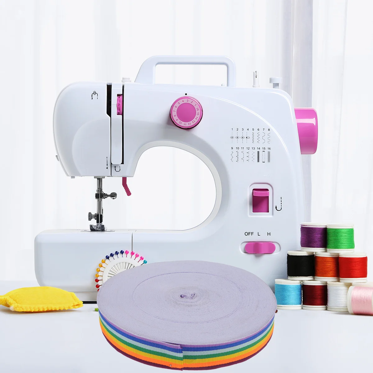 

2.5cm 45M Stripe Ribbon Colorful Dacron Fabric Roll Smooth Non-Irritating Ideal for Garments Footwear Bags Home Decor Side