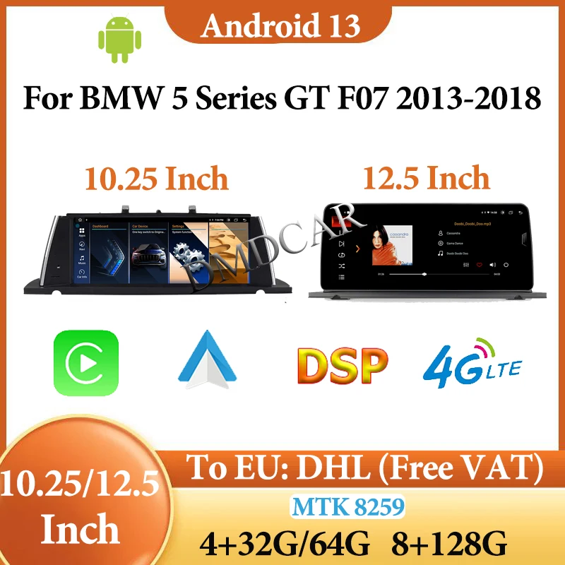 

Android13 MT8259 12.5" 8G 128G For BMW 5 Series GT F07 2009-2016 Carplay Auto Central Multimedia Player Bluetooth GPS Navigation