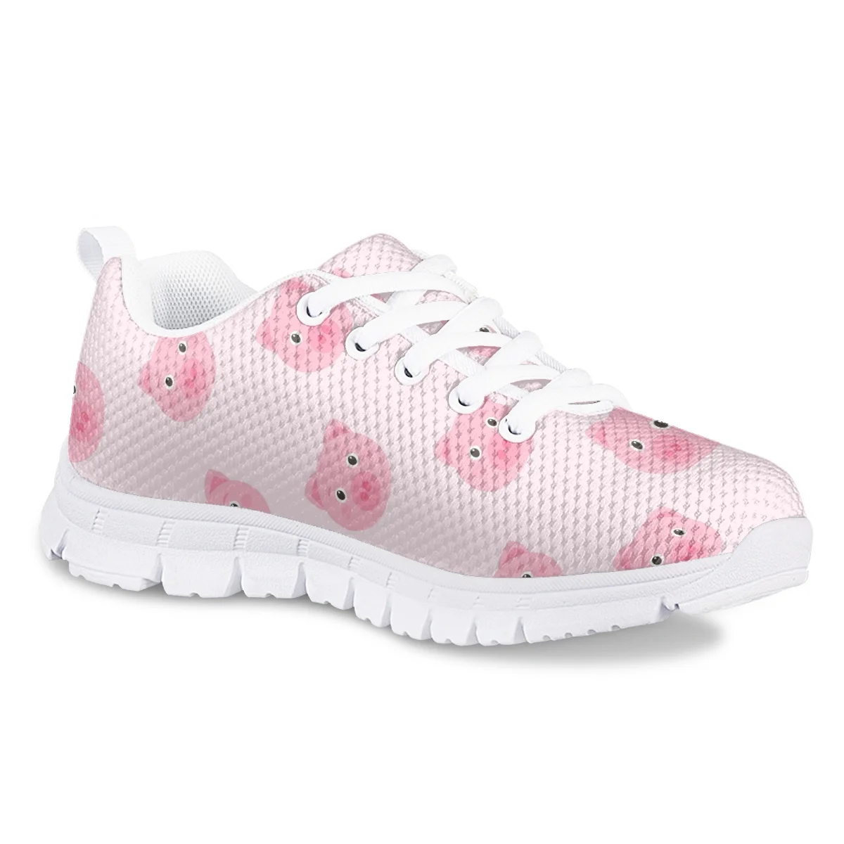 Kawaii Pink Pig Pattern Sneakers da corsa stringate per bambini Sneakers in rete per bambini scarpe basse leggere scarpe da corsa Zapatillas