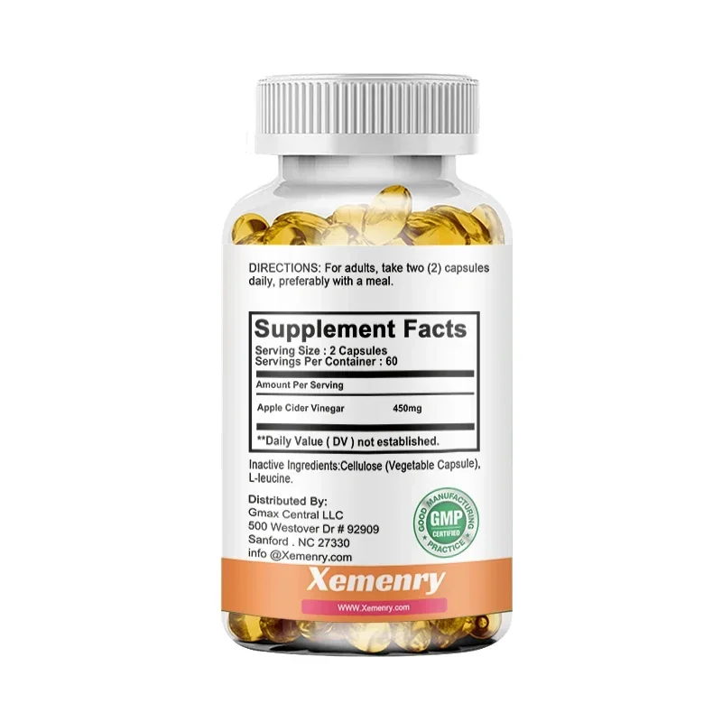 Apple Cider Vinegar Capsules 450mg - Weight Management, Body Cleansing, Appetite Suppression, Metabolism, Reduce Bloating