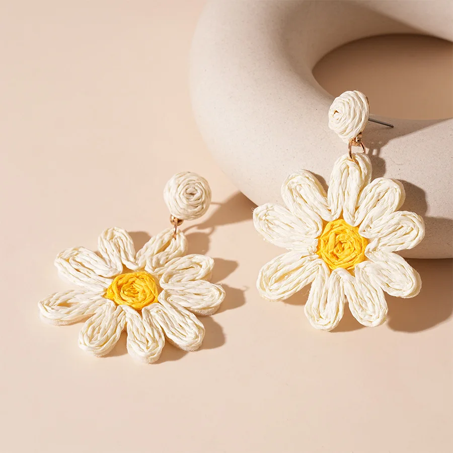 Early spring, hand-woven flower petals silver needle earrings fashionable small fresh and versatile temperament high-end women