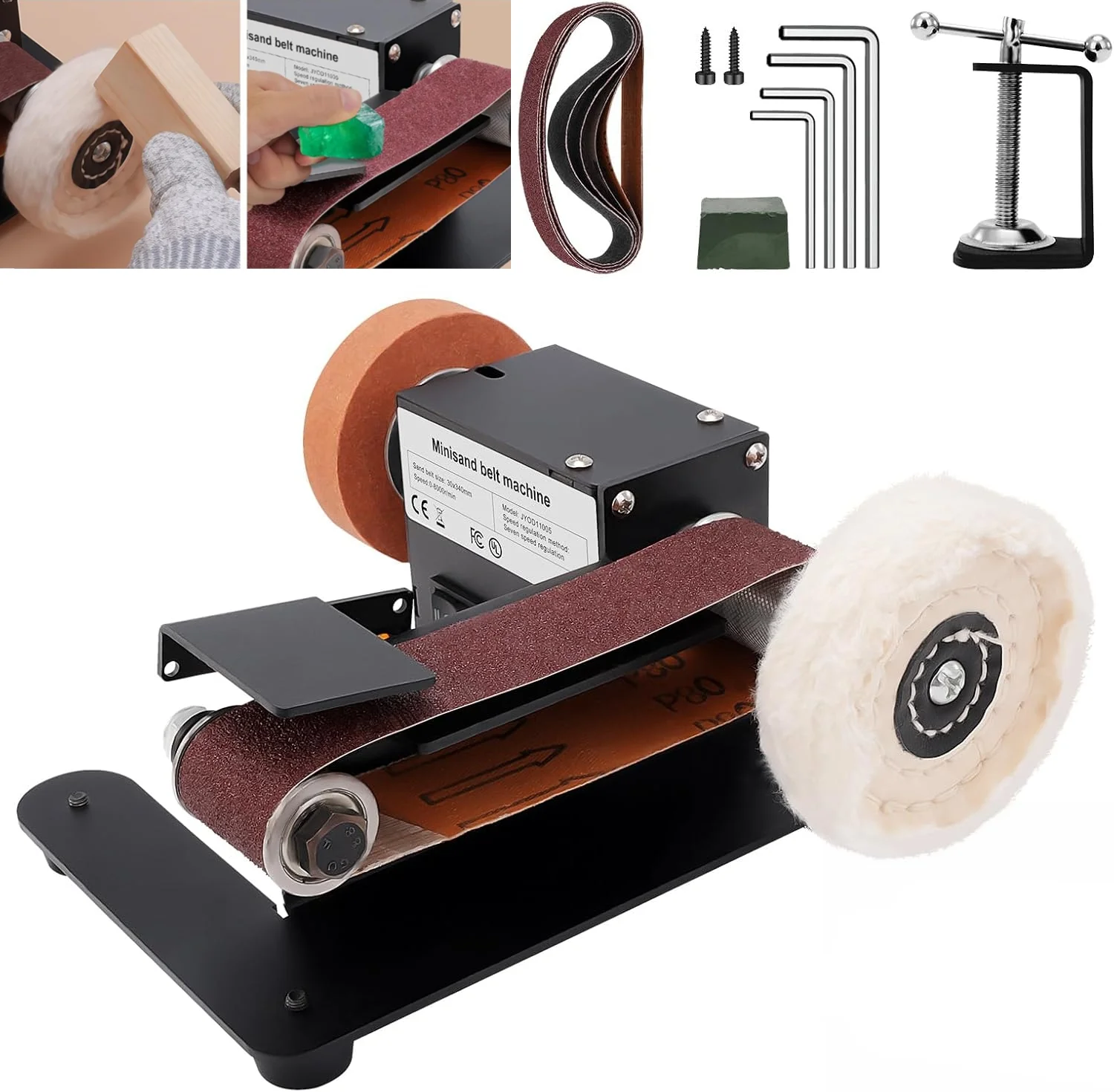 10000 RPM Mini Belt Sander Knife-Sharpener Sanding Machine Adjustable Angle DIY Polishing Grinding Machine For Handcraft