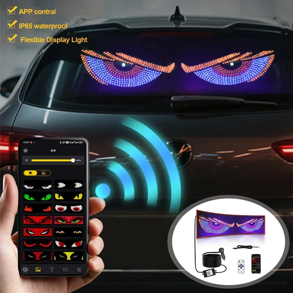 Devil‘s Eyes Truck Car RGB LED Pixel Panel Light APP Control Soft Foldable Ambient Light DIY Programmable Flexible Display Light