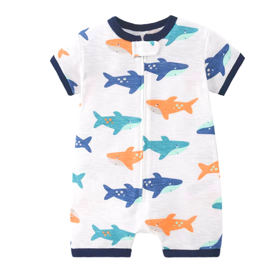 2026 Summer Baby Rompers Newborn Short Sleeve Cartoon Printed Soft Cotton Jumpsuits Infant Bebe Clothes For 0-24 Month Boy Girls