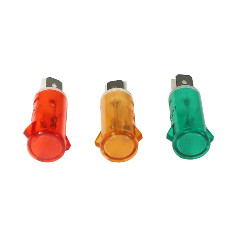 5Pcs Signal Lamp Panel Mounting Neon Indicator Red Green Yellow Lights 220V 12V/24VDC 10mm MDX-11A Guiding Signal Lamp