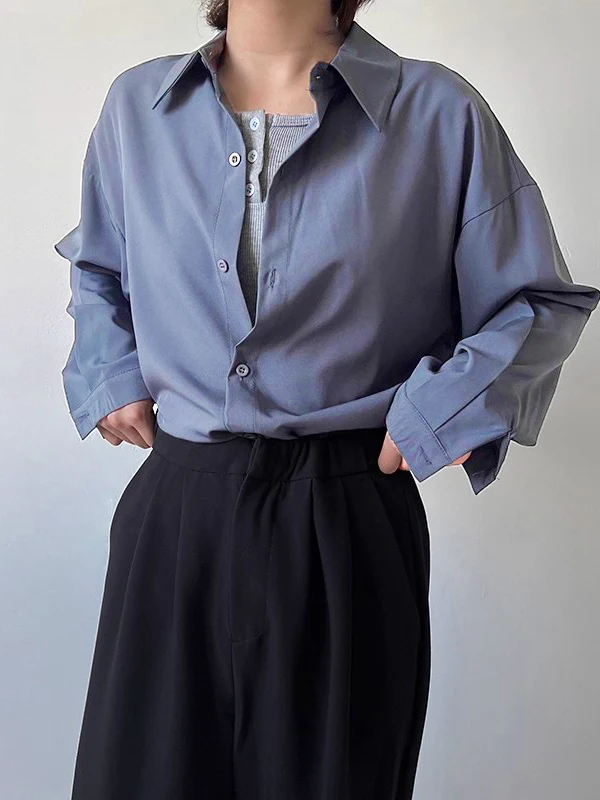 

Men's Long Sleeve Shirt Autumn Winter Simple Retro Drapey Grey Shirt No Pocket Standard Fit Polyester Youth Popular Daily Wear