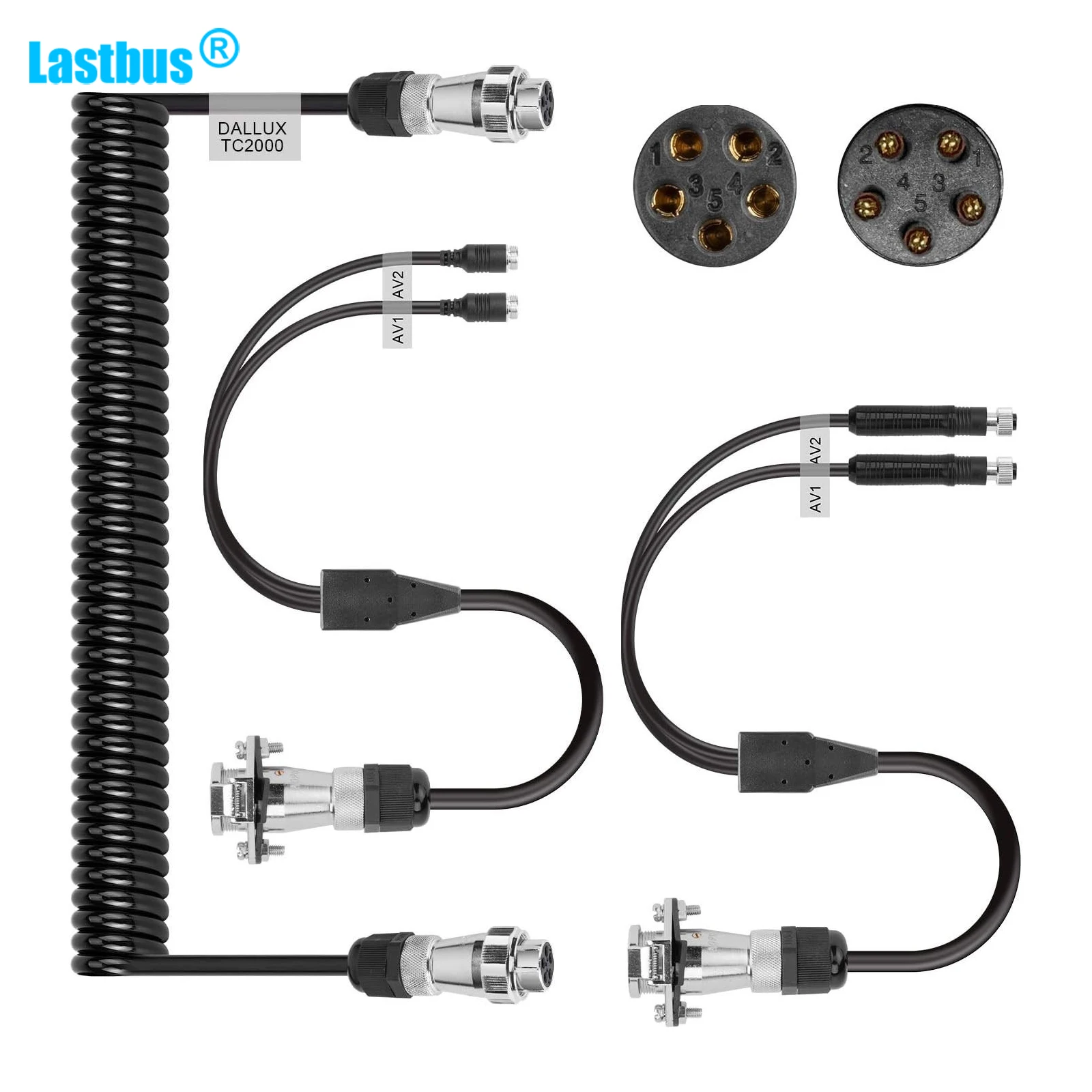 

Lastbus Vehicle Coil Trailer Cable 2 Channel 4 PIN for RV Security Camera Monitor System