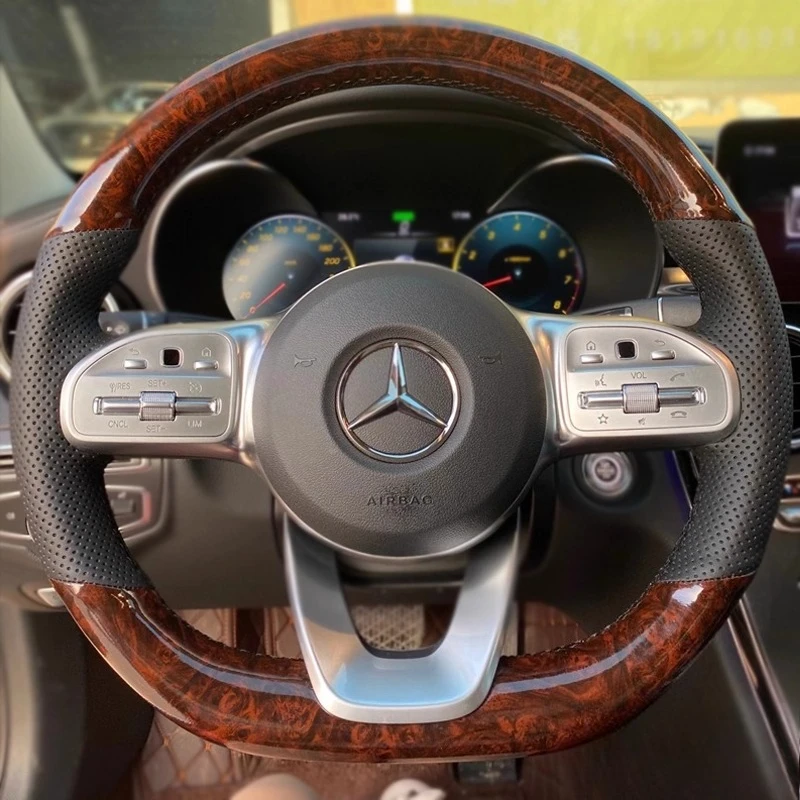 

Сшитый вручную чехол на руль из натуральной кожи для Mercedes-Benz S-Class W222 GLC A-Class W177 C-Class W205 E-Class W213