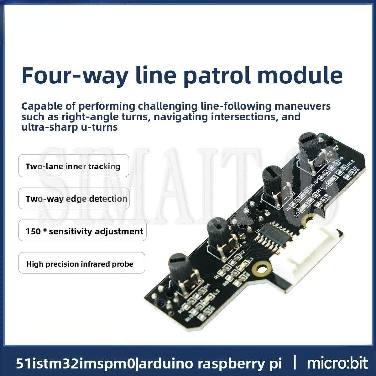 Smart Car Robot 4 Channel Tracking Module, Infrared Line Follower Sensor, 4-Way Path Recognition for Electronic Competition