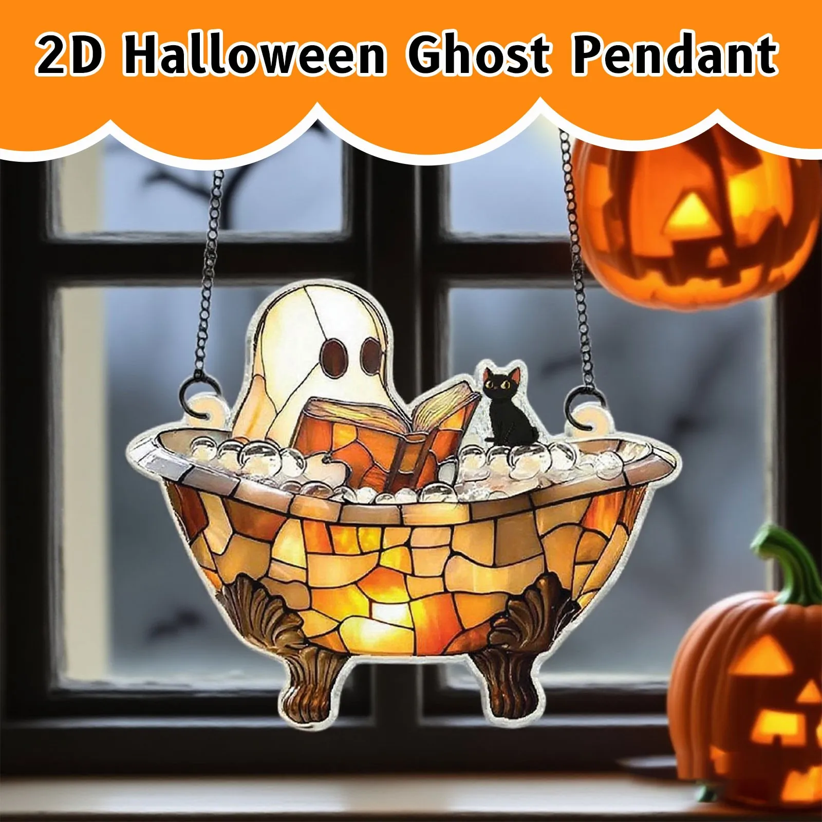 عيد الميلاد الديكور قلادة شجرة عيد الميلاد العلامة موضوع حزب الحرف زخرفة هالوين شبح 2d شقة الاكريليك الحرف عطلة أتموس #5