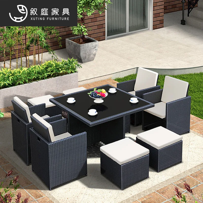 

Outdoor table and chair leisure combination courtyard balcony indoor villa bar cafe dining table and chair rattan chair scenic f
