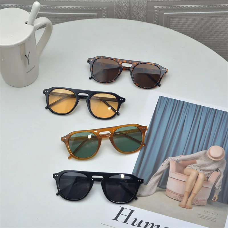 

Retro rice nail sunglasses trendy man advanced sense jelly orange big frame round face thin sunglasses woman