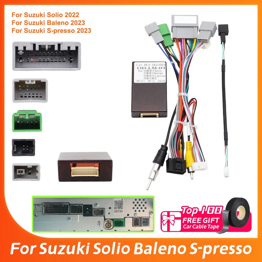 Image of Android Autoradio Canbus Decoder für Suzuki Solio Baleno S-presso 2022 16-Pin Kabelbaum Stecker Stromkabel Adapter