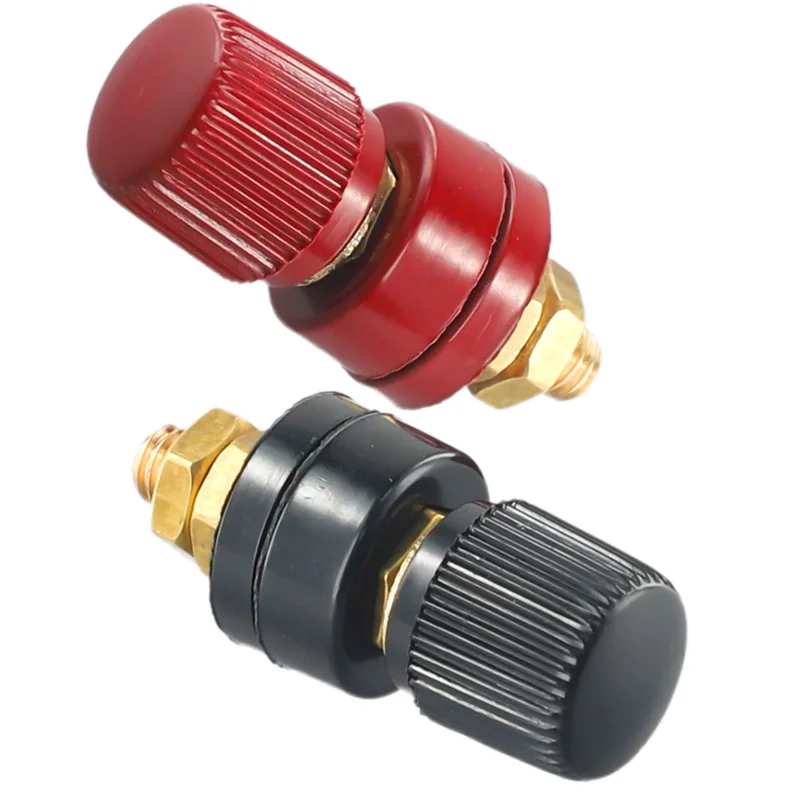 2Pcs Black /red New 6mm Brass Stud Premium Remote Battery Power Junction Post Connector Terminal Kit Automotive Connectors