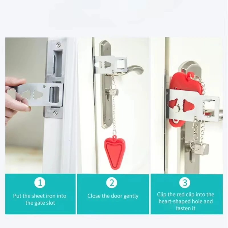 Portable Door Lock Double Hole Security Door Locker Safety Latch Metal Lock Home Room Hotel Anti Theft Security Lock
