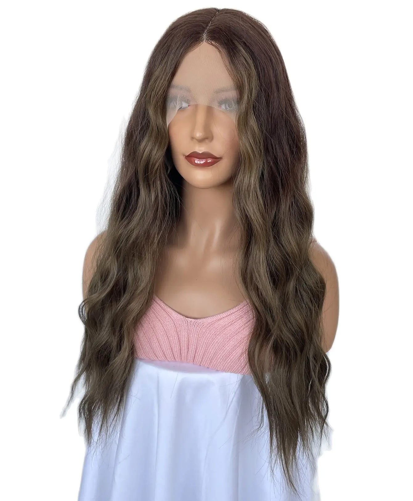 

BCHR Long Curly Brown Lace Front Wig Natural Hairline Heat Resistant Synthetic Hair Wigs for Women