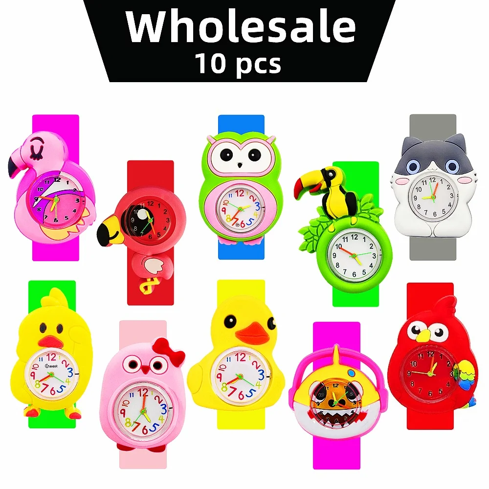 10 Stuks Groothandel Kinderen Horloges Cartoon Flamingo, Toekan, Uil Leuk Speelgoed Baby Verjaardagscadeau Voor Jongens Meisjes Kinderen Horloges Armband