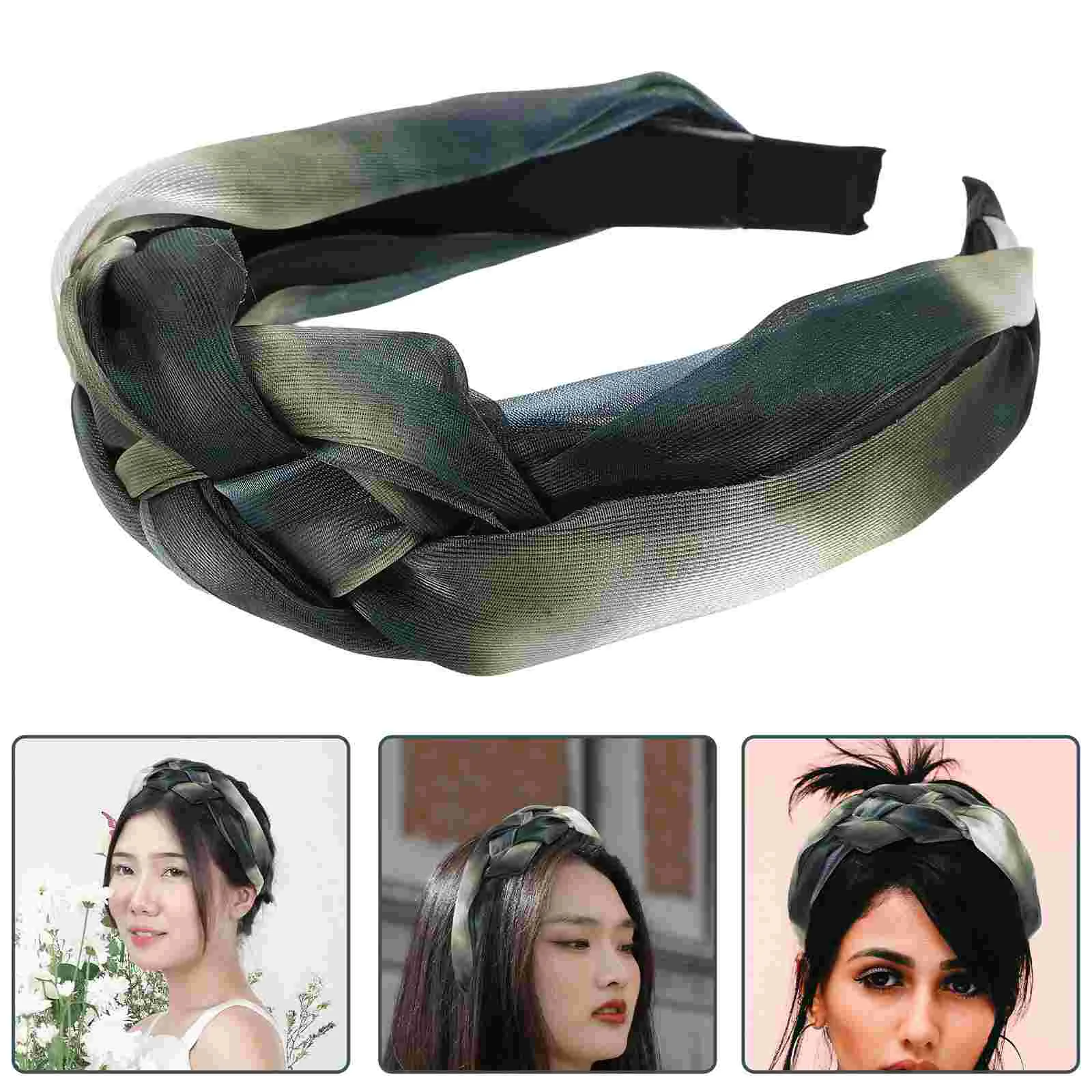 Braid Headband Headbands Adjustable Length Hairband Headgear Green Plastic Woman