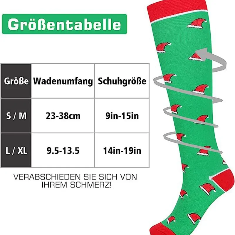 Kompression socken Weihnachten Halloween Prävention von Krampfadern Ödem Anti Müdigkeit Übungs socken Outdoor Running Wander rad