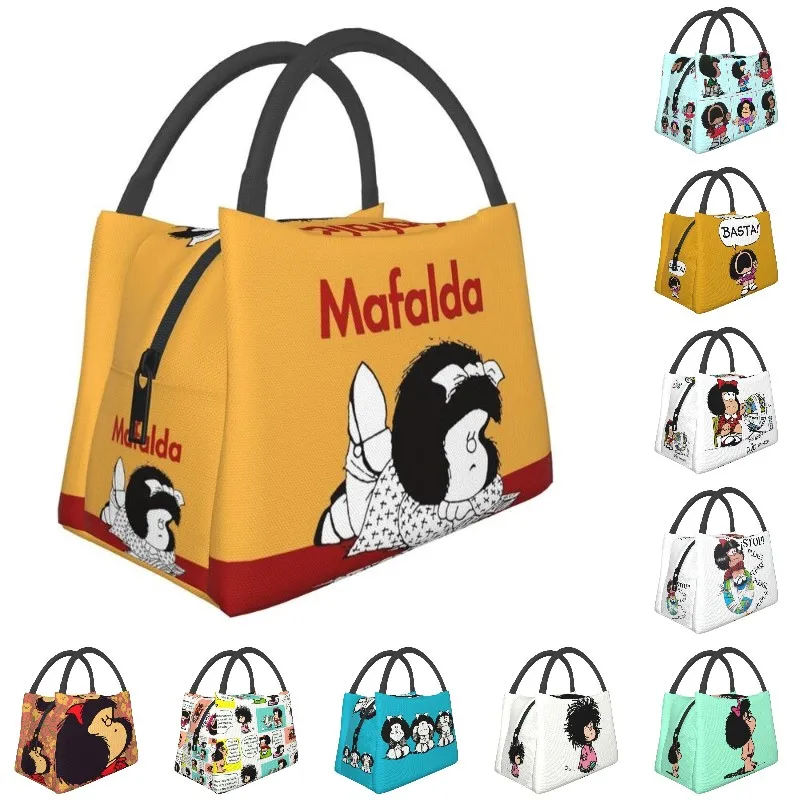 

Cartoon Mafalda Insulated Lunch Tote Bag for Women Argentine Quino Comics Resuable Cooler Thermal Bento Box Hospital Office