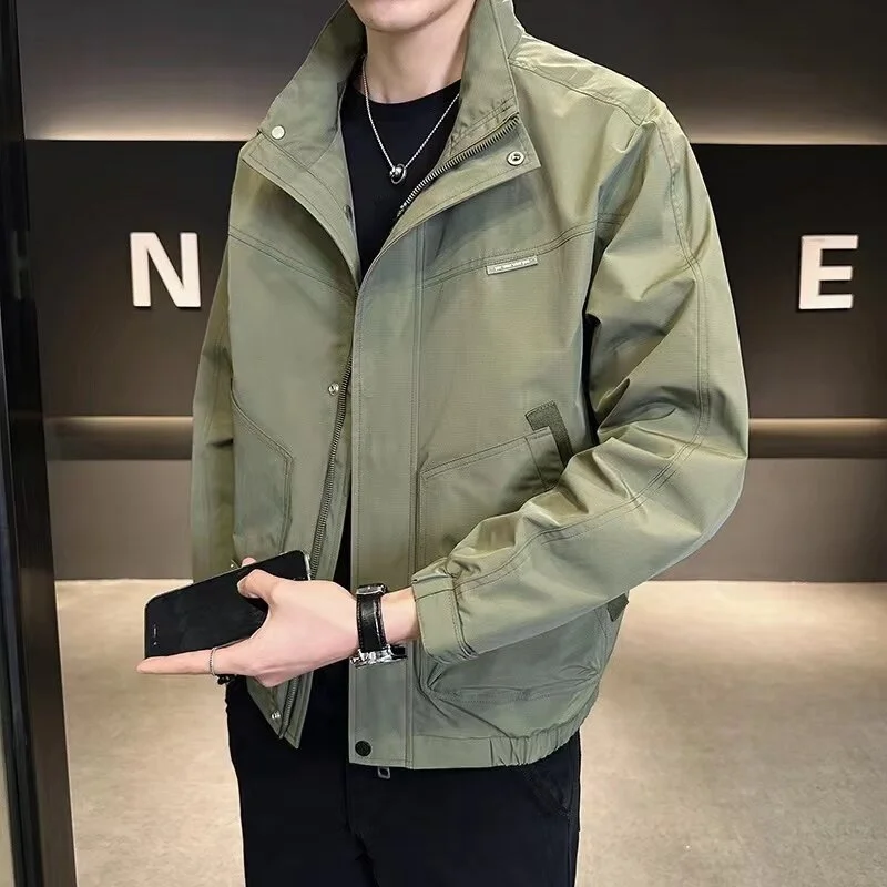 

Men's Spring Autumn New Faion Hooded Jaet Casual Cotton Blend Loose Fit Long Sve Outerwear for Middle Youth
