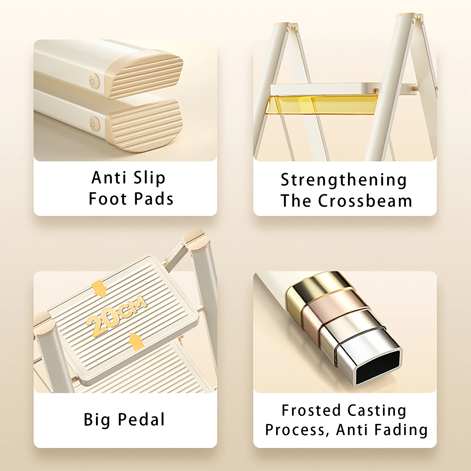 سلم، 3 طبقات، قابل للطي، ألومنيوم، خفيف الوزن، سلم، سعة تحميل 330.7 رطل (150 كجم)، يتضمن صينية، تنظيف كبير #5