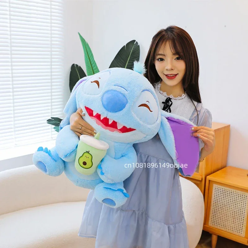 60cm Big Size Stitch Milk Tea Cup cuscino bambola Kawaii Star Stitch personaggio Anime farcito morbido peluche bambola peluche regalo per bambini