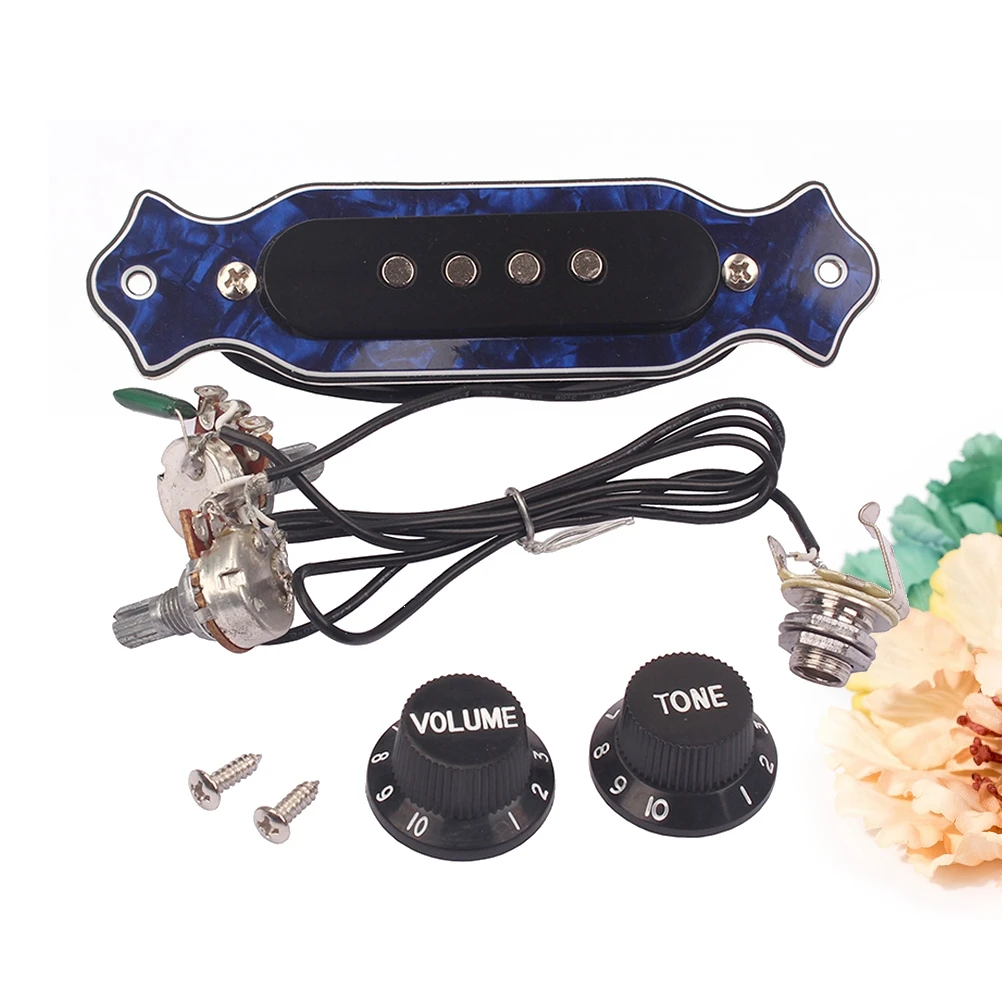 

Soundhole Active Pickup Sound Hole Pickup with Tone Volume Controller Knobs For 4-String Electric Cigar Box Guitar Pick