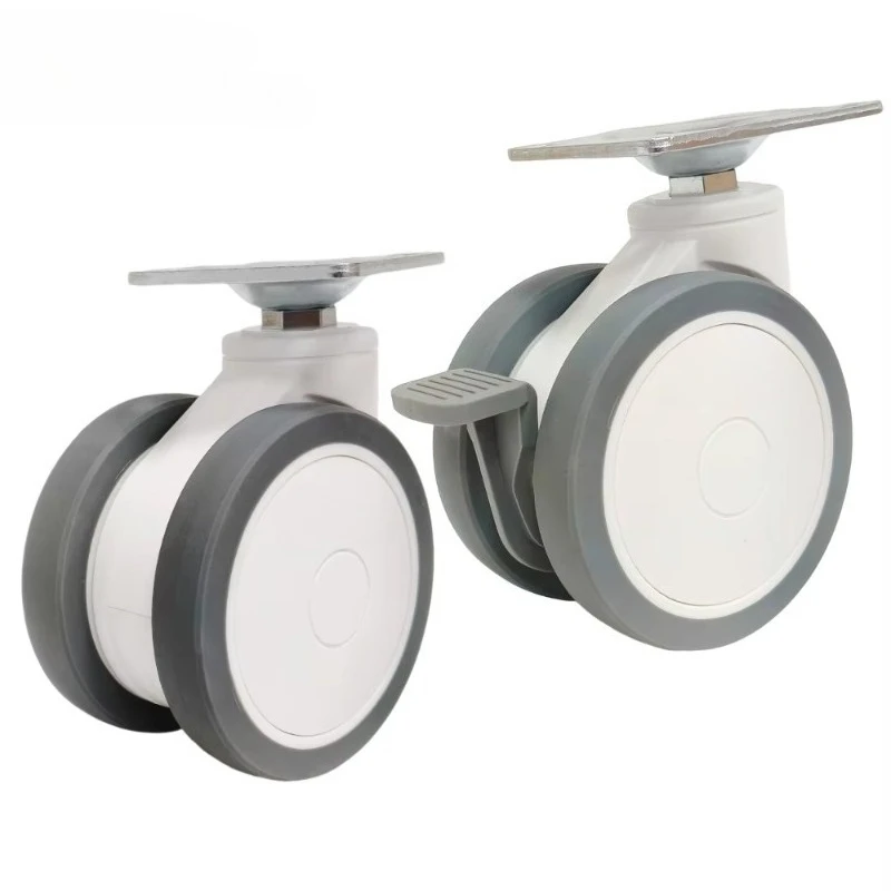 medical bed caster Soft Silent Medical Caster Wheel 4 Inch 100mm TPR Rubber Nylon Wear‑Resistant Universal