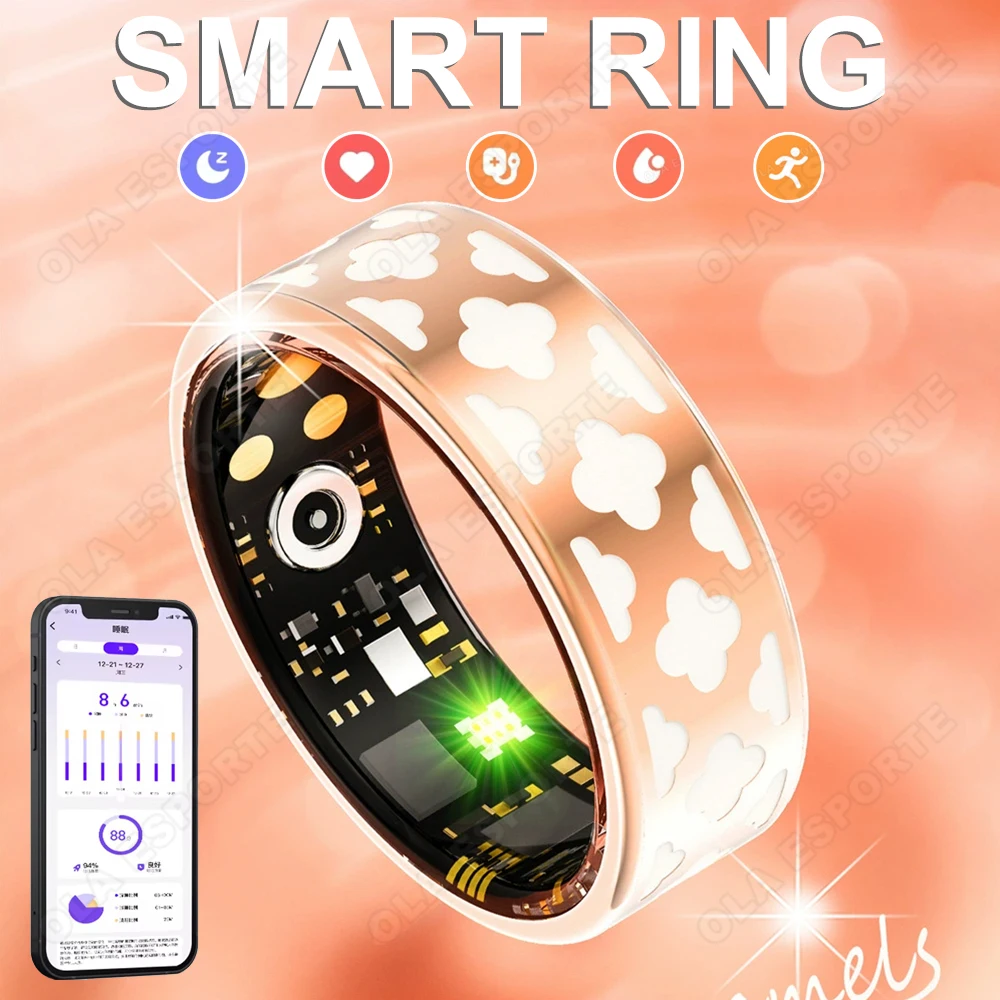 

2025 New Fashion Smart Ring Women Health&Sleep Monitoring 5ATM Waterproof Multi-Sport Modes Fitness Rings For Android&IOS Gifts