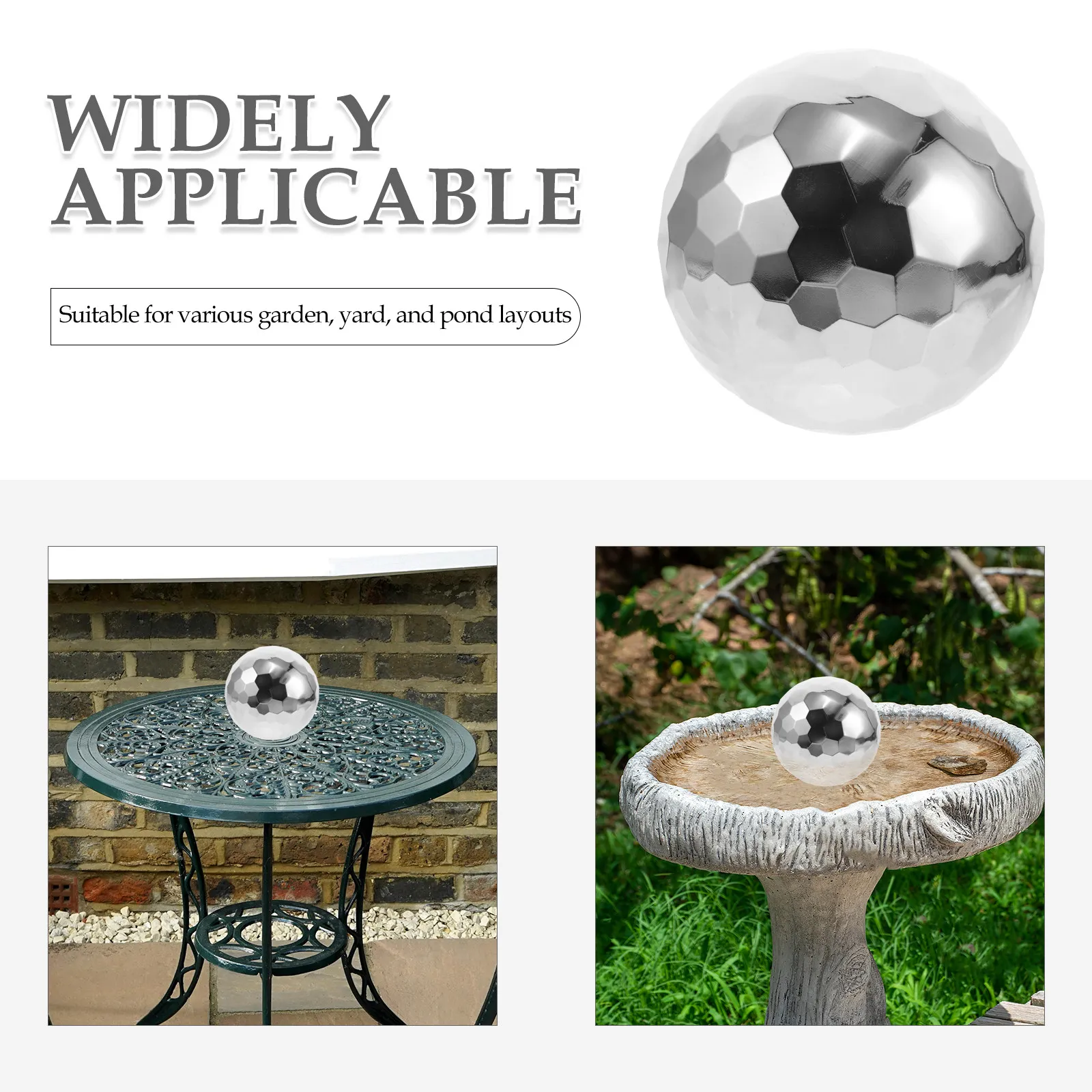 4 Inch Mirror Polished Stainless Steel Gazing Globe Hollow Reflective Sphere Garden Decoration Ball for Outdoor Yard Pond Patio