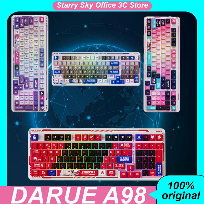 Darue A98 Mechanical Keyboard Wireless Bluetooth 3mode Pbt Thermal Sublimation Keycaps Hot Swap Rgb Customized Gaming Keyboard