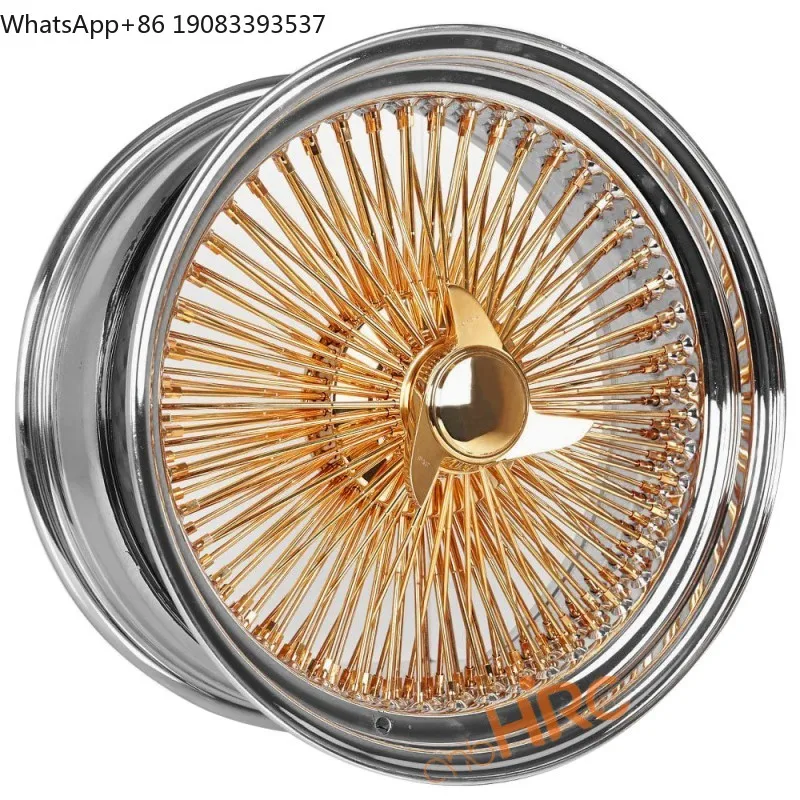 Staggered Wire Rims 20 22 24 Inch 20x8 22x8 24x10 72 100 150 204 Spokes Standard Cross Straight Golden Gold Wire Wheel