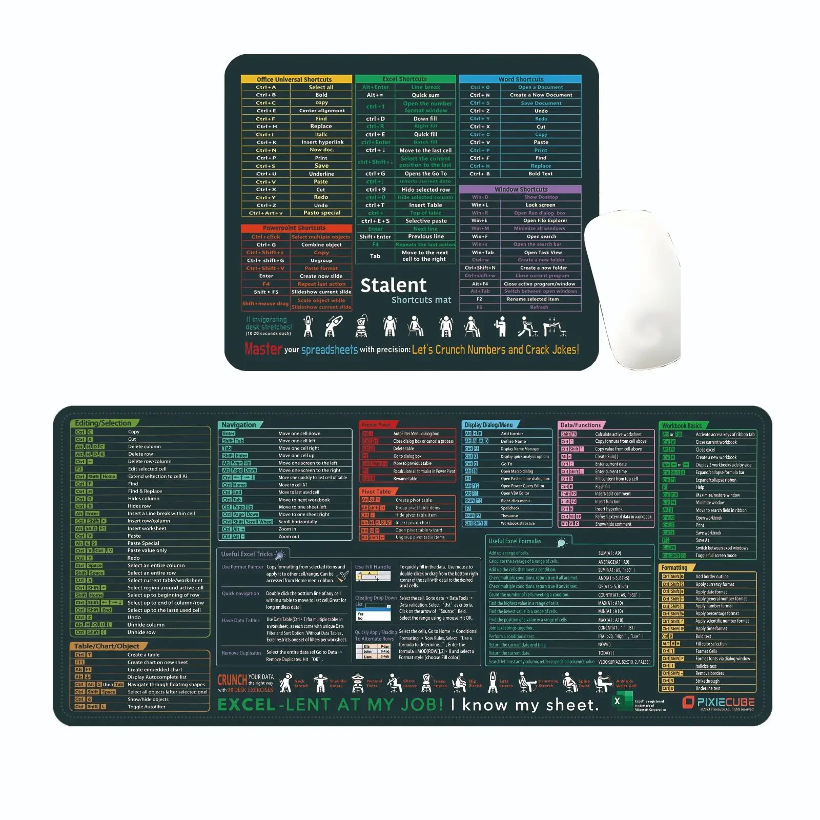 Anti-slip Shortcut Key Super Large Mousemat Excel Powerpoint Word Software Mousepad Programmer Custom Rubber Office Desk Mat
