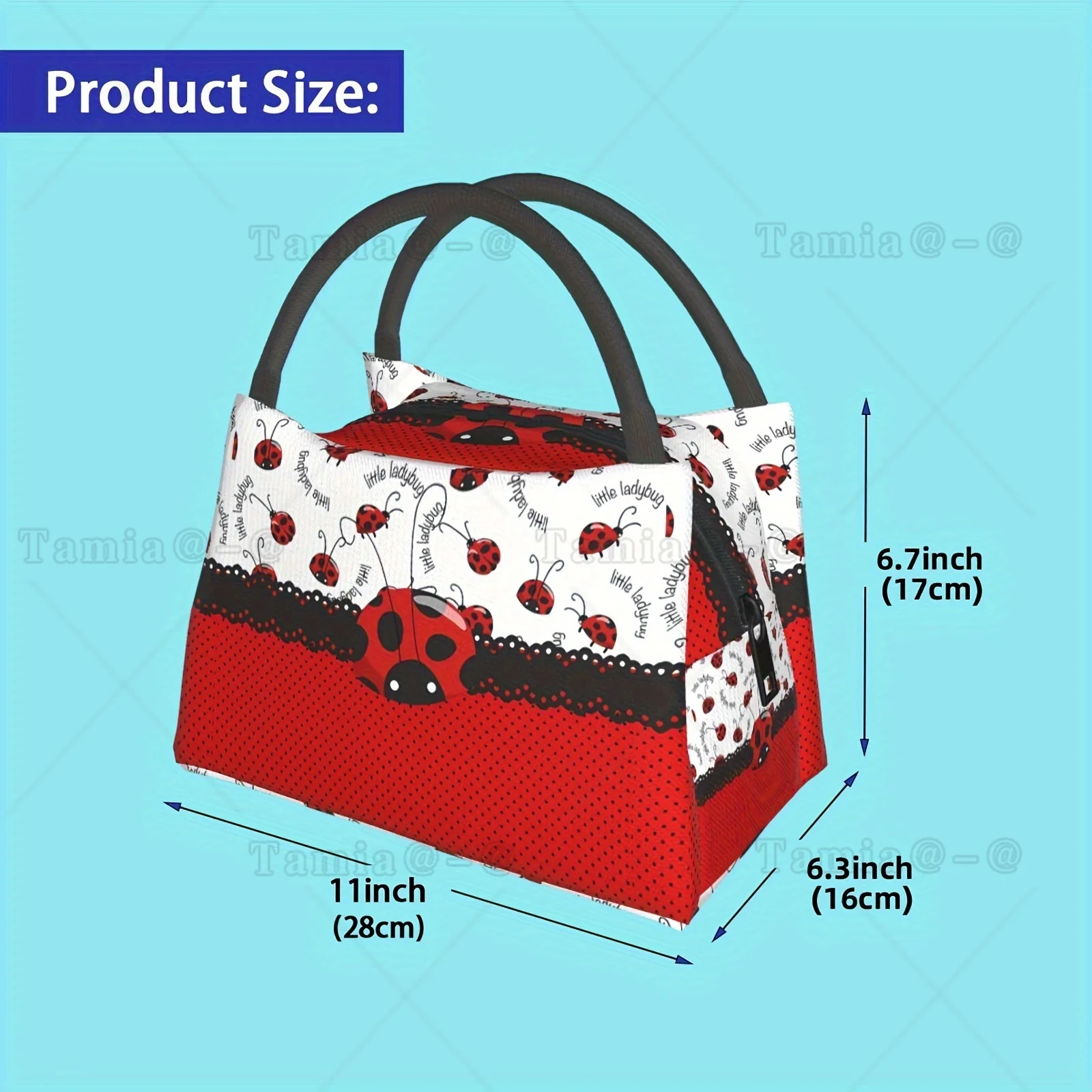Ladybug Pattern Reusable Cooler Bag Lunch Boxes Leakproof Cooler Thermal Insulated Lunch Bag Container
