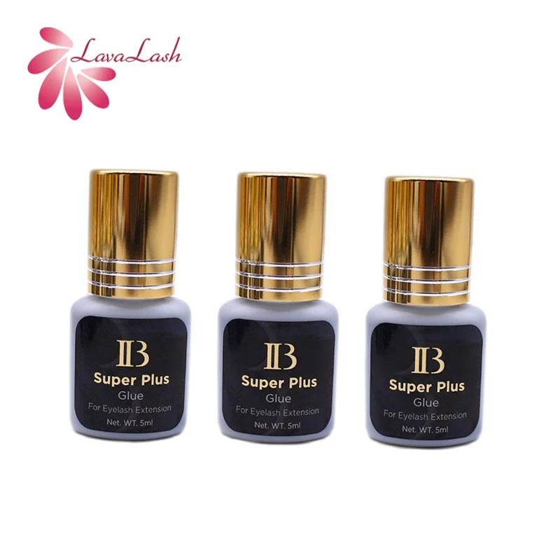 3 Bottles IB Ibeauty Super Plus Glue Black For Eyelash Extensions Gold Cap 5ml 1-2 Seconds Fast Dry Original Korea Lash Glue