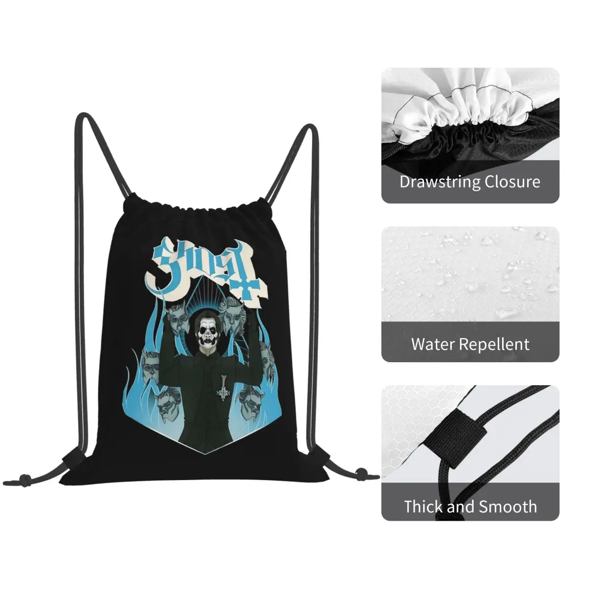 Vintage Ghost Backpacks Fashion Drawstring Bundle Pocket Storage Bag Book Bags for Man Woman Students
