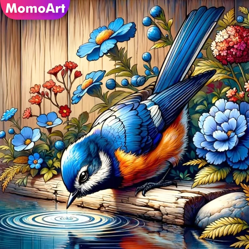 Momoart Diamantmalerei Vogel Tier Bild Strass Diamant Mosaik Blume DIY Neuerscheinung Stickerei Deko für Zuhause